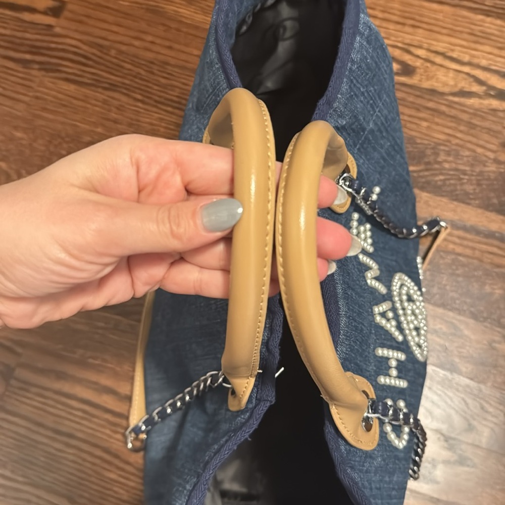 Blue and Tan Tote Bag - Picture 4 of 5